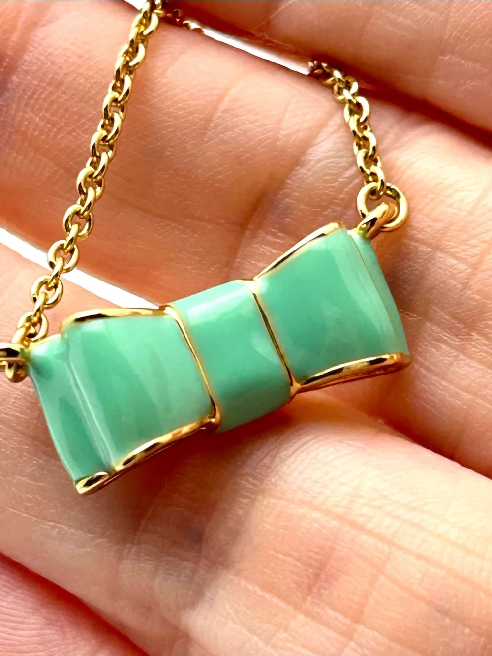 Kate Spade Moon River Green Bow Necklace
